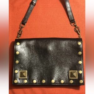 Sonia Rykiel Black Leather Handbag w/Studs. Condition is New with tags.